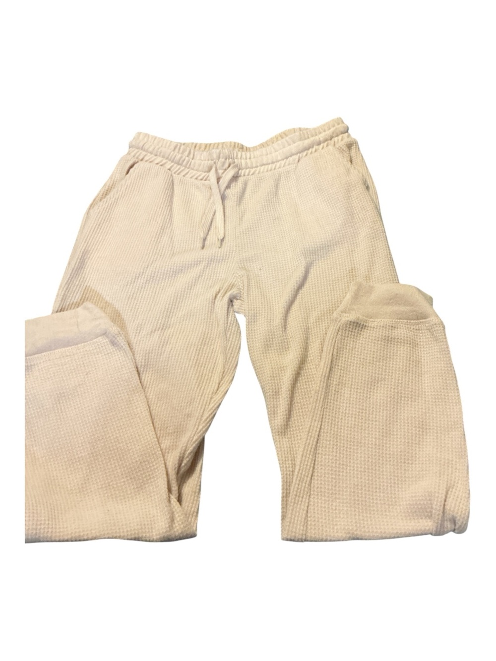 Kids Cream Waffle Knit Lounge Pants